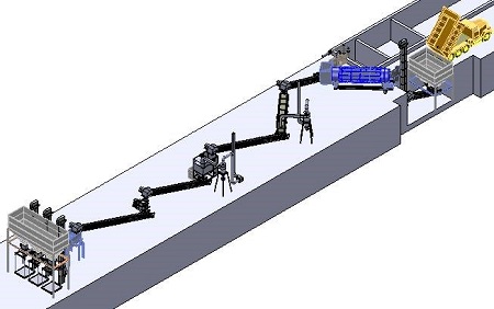 Model of a pebble-shell mixture processing site